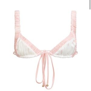Divino Seas Ada Pink and Pearly White Bikini Top Size Medium NWOT